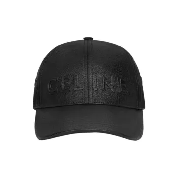 CELINE Cow Leather Baseball Caps Women's Black
