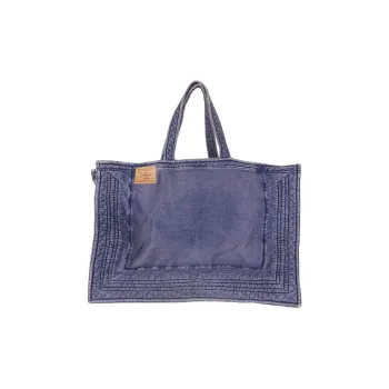 YProject 100% Cotton One Shoulder Handbags Unisex Purple Navy Blue