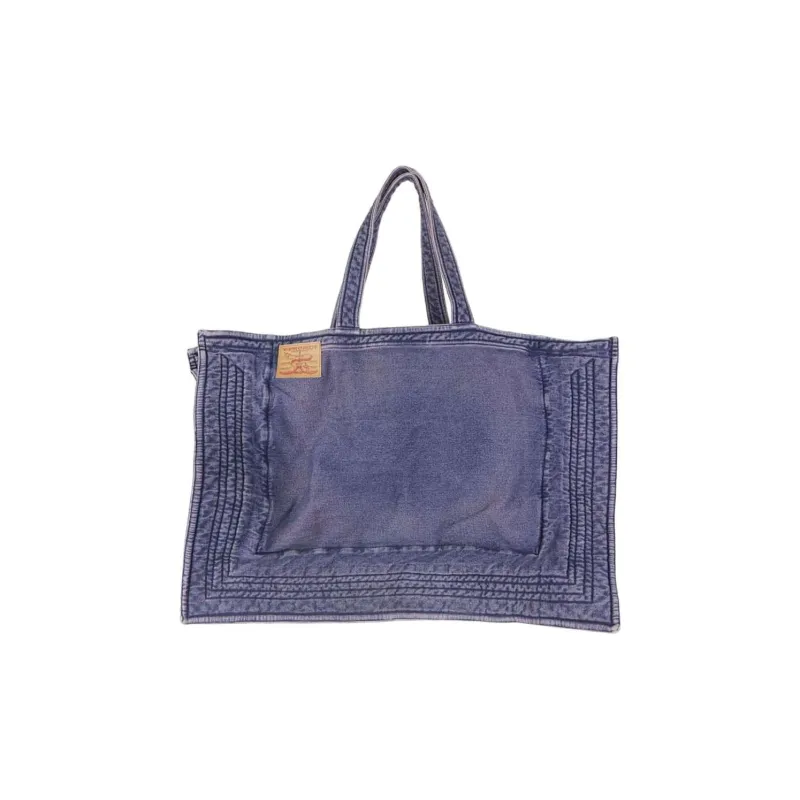 YProject 100% Cotton One Shoulder Handbags Unisex Purple Navy Blue-0