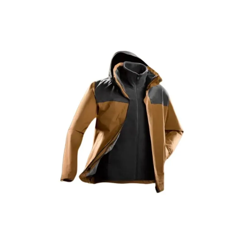 DECATHLON Waterproof And Breathable Warm Windbreaker Jacket Men's Dark Umber/Carbon Gray-1