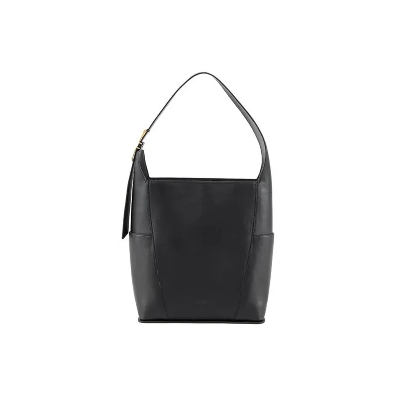 SAM EDELMAN Cow Leather Bucket Bag, Shoulder Bag Medium Size Women's Black-0