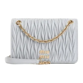MIU MIU Matelassé Leather Portable Crossbody Bag, Shoulder Bag Women's Cornflower Blue