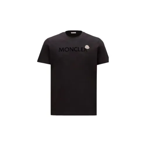 Moncler Men Flocked-logo Cotton T-shirt Black
