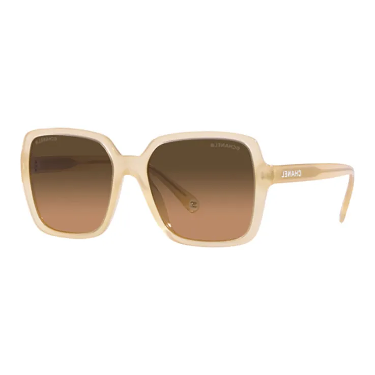 CHANEL Irregular Shape Sunglasses Unisex Beige-0