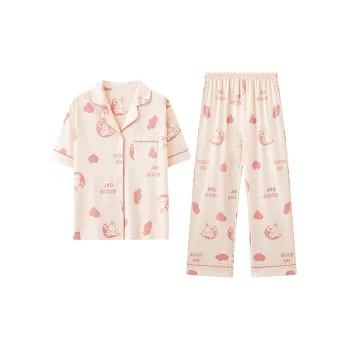Top Melon Pajama Set Women's Pink Little Bunny