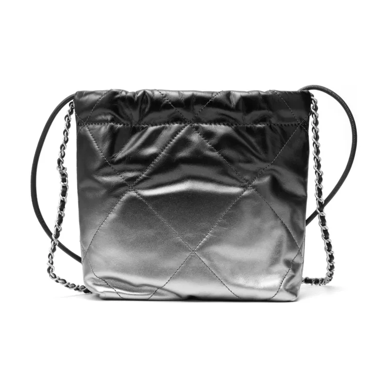 CHANEL 22Bag Calfskin Bucket Bag, Shoulder Bag, Crossbody Bag Mini Women's Silver & Black-2