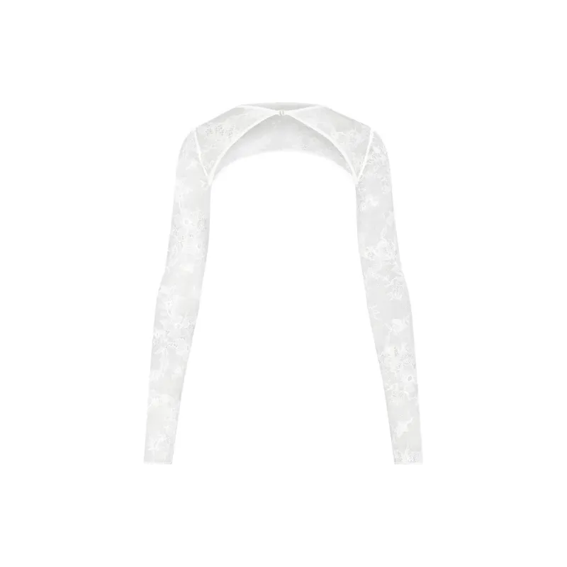 SKIMS ULTRA FINE LACE SHRUG Crop Tops Women's MARBLE/Marble-1