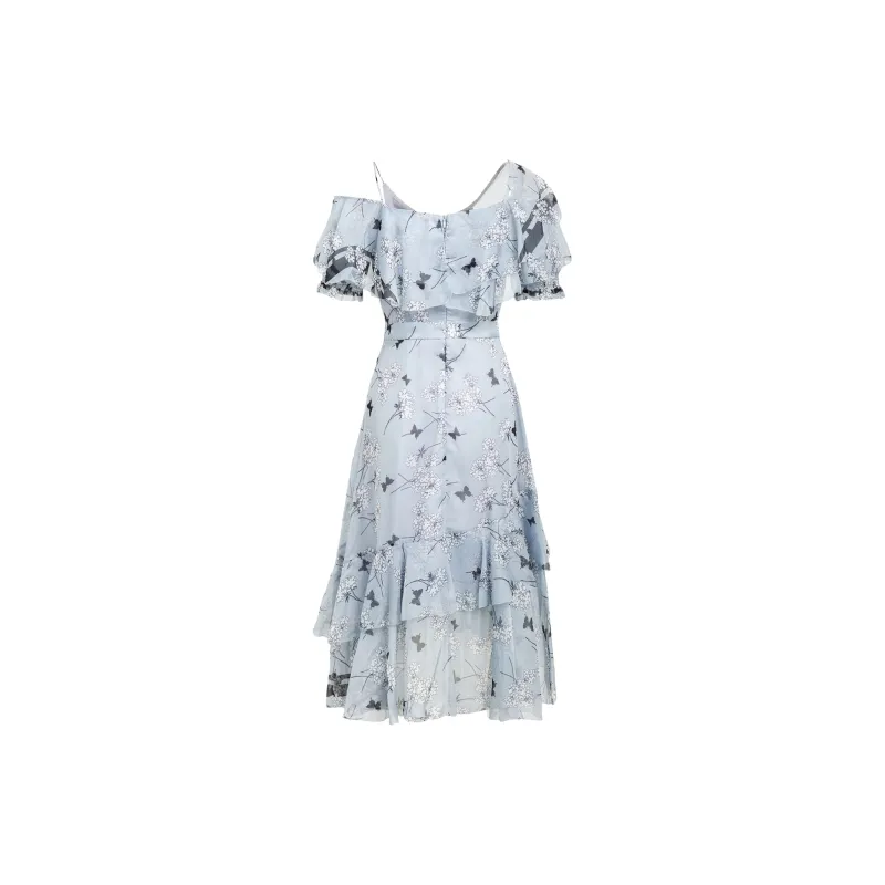 AUI Short Sleeved Dress Women's Gray Blue-1