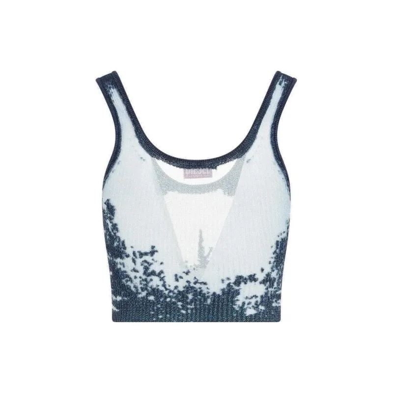 DIESEL Pattern Jacquard Ribbed Knitted Cropped Top-1