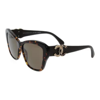 CHANEL Irregular Shape Sunglasses Women's Tortoiseshell