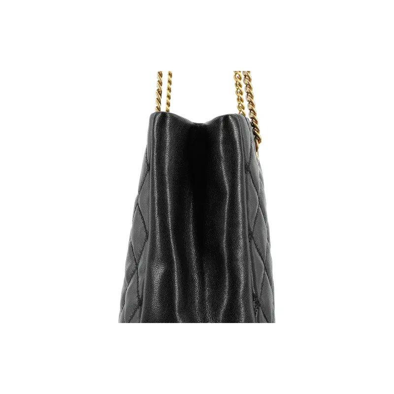 TORY BURCH Leather Tote Bag Shopping Bag Handbag Shoulder Bag Women's Black-4