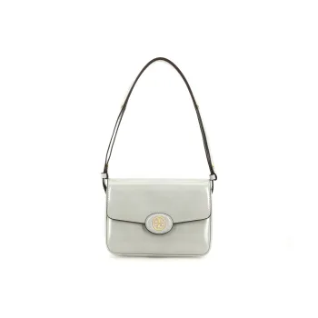 TORY BURCH Robinson Spazzolato Shoulder Bag Light Granite