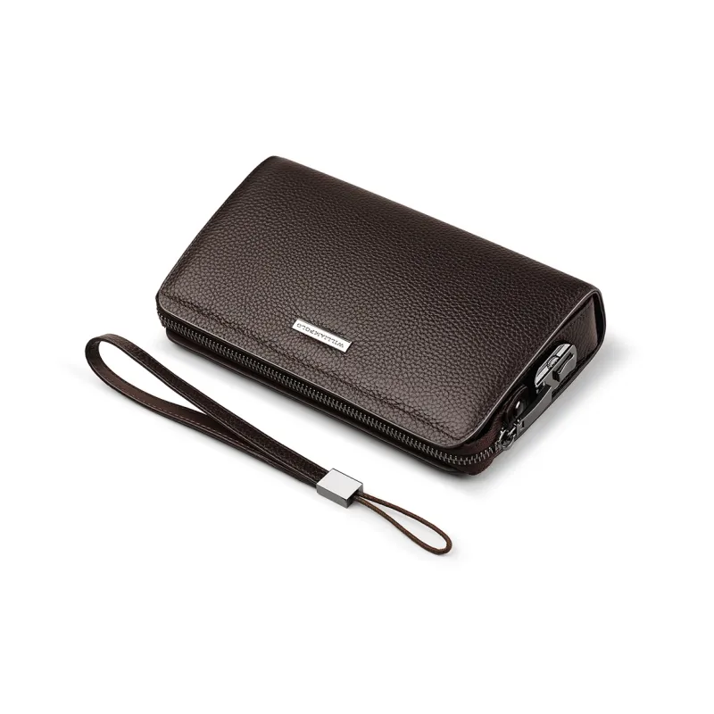 WilliamPOLO Top Grain Cow Leather Lock Design Clutch Large Size Men's Multicolor-13
