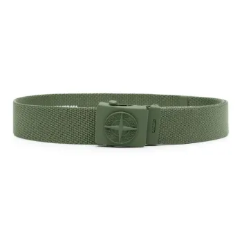 STONE ISLAND Logo Plaque Interwoven Buckle Belt
