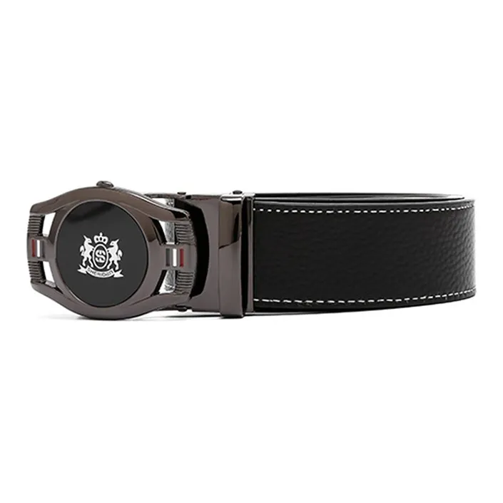 SHERIDan Business Automatic Buckle Elegant And Comfortable Cow Leather Leather Belts Men's Black-3