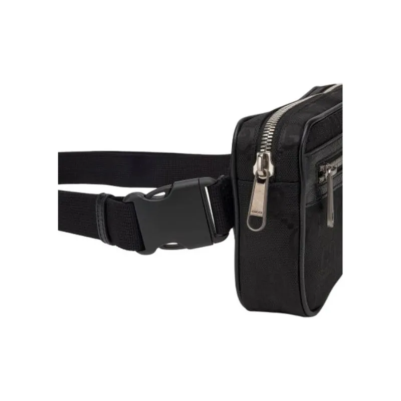 GUCCI Off The Grid Leather With Nylon Sling Bag, Fanny Pack Unisex Black-3