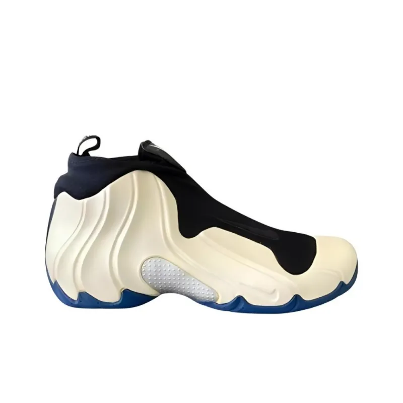 Nike Air Flightposite Anti-Slip Wear-Resistant Mid-Top Vintage Basketball Shoes Men's Beige Black Blue-1