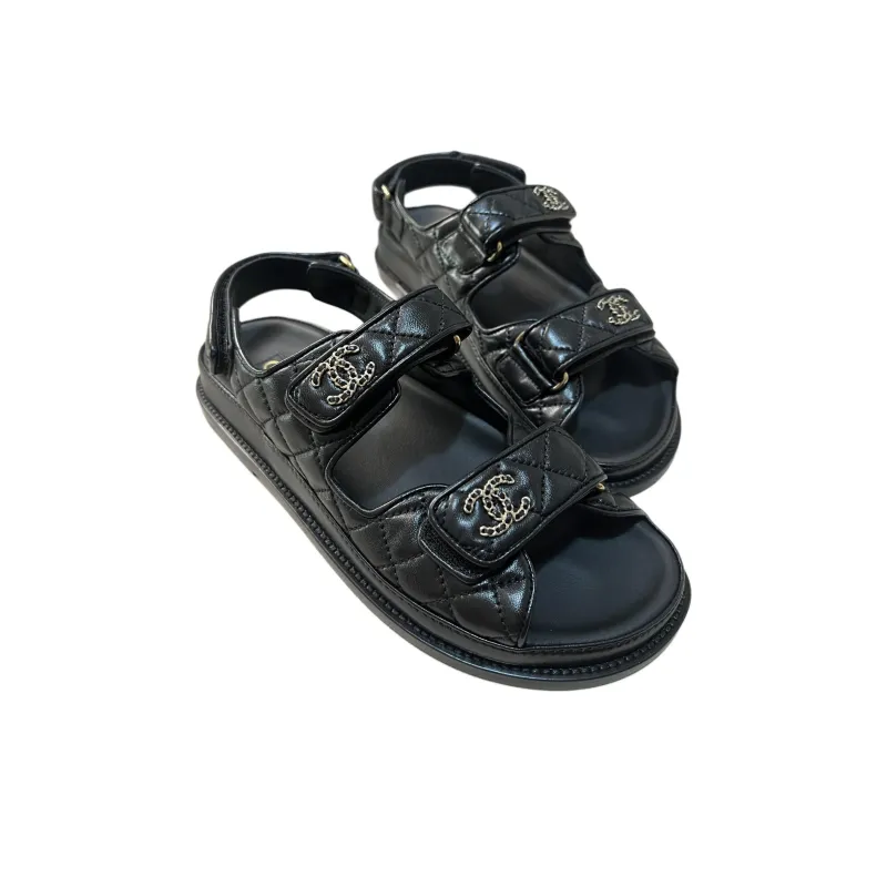 CHANEL Beach Sandals Women's Black-3
