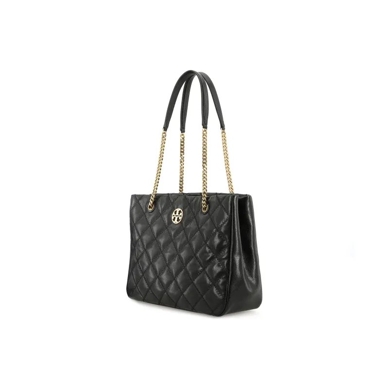 TORY BURCH Leather Tote Bag Shopping Bag Handbag Shoulder Bag Women's Black-1