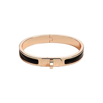 HERMES Enamel Bangles Unisex Black