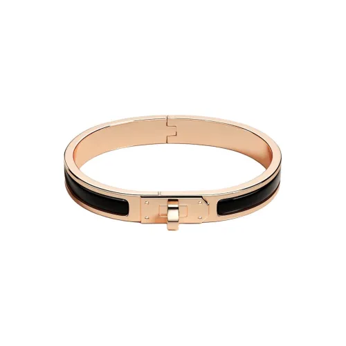 HERMES Enamel Bangles Unisex Black