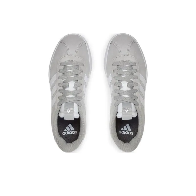 Adidas Vl Court 3.0 Grey Cloud White Silver Metallic Women's-3