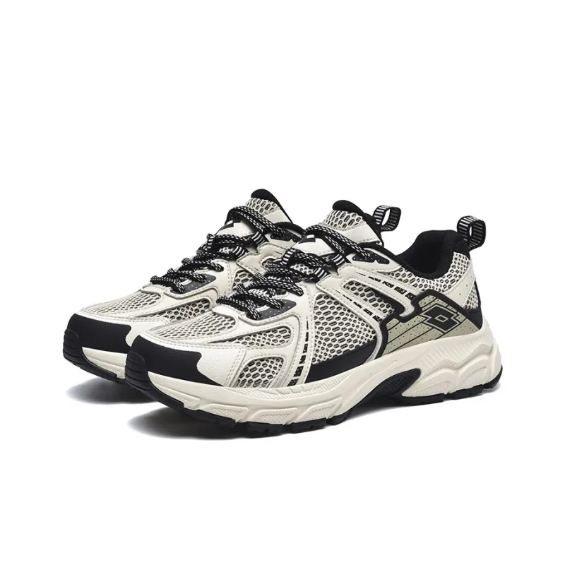 LOTTO Cushioning Abrasion Resistant Breathable Slip Resistant Low Top Running Shoes Men's Beige Black-1