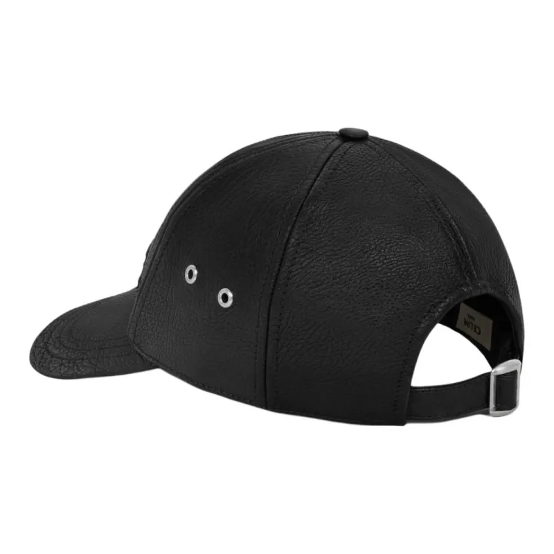 CELINE Cow Leather Baseball Caps Women's Black-2