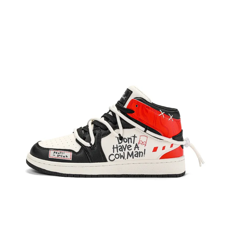 The Simpsons Skateboard Shoes Unisex High Top Black/Classic Black Red-2