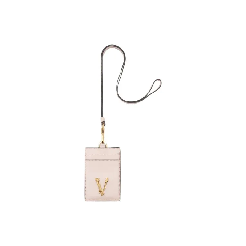 VERSACE Virtus Cow Leather Card Clip Card Holder Women's Pink-1