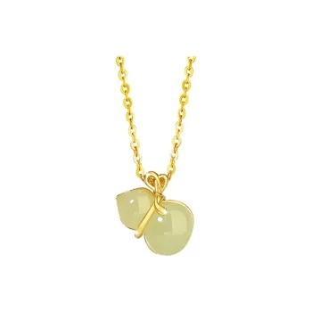DAISY BEAUTY 925 Sterling Silver Necklaces Women's Pale Greenish-White Jade