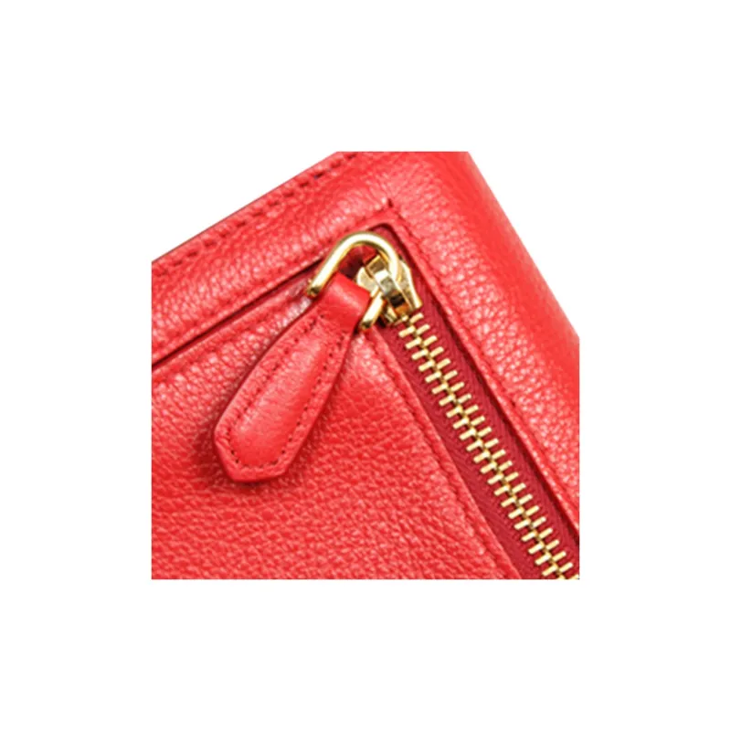 PRADA Cow Leather Wallet Women's Red-6