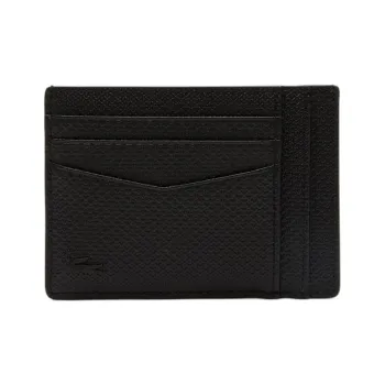 LACOSTE Calfskin Card Holder Men's Black