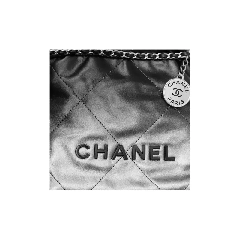 CHANEL 22Bag Calfskin Bucket Bag, Shoulder Bag, Crossbody Bag Mini Women's Silver & Black-4