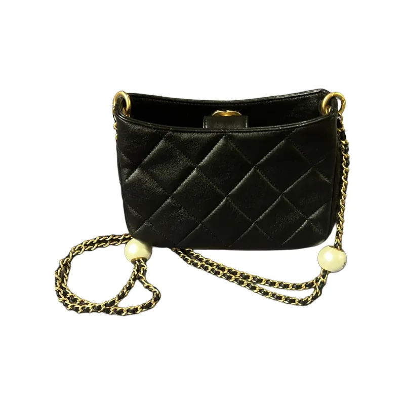 CHANEL Lambskin Hobo Bag, Shoulder Bag, Crossbody Bag Regular Women's Black-2