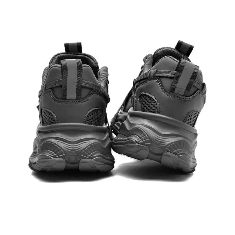AOKANG Chunky Sneakers Women's Low Top Black Distressed/Black/Gray/Gray Distressed-18