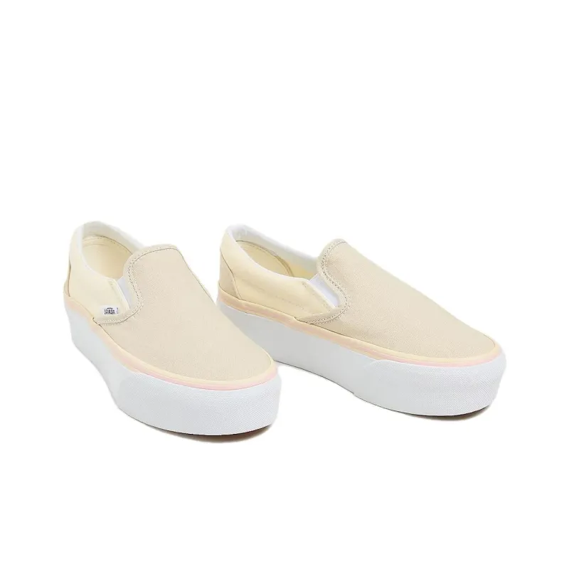 Vans Slip-on Durable Breathable Support Low-Top Skateboard Shoes Unisex Light Yellow-2