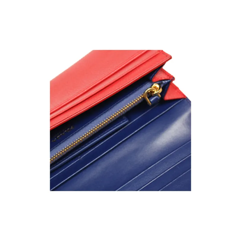PRADA Cow Leather Wallet Women's Red-7
