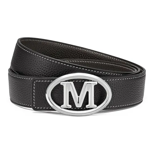 FAIRWHALE Logo Smooth Buckle Double Sided Top Grain Cow Leather Belt Men's Width 3.5CM