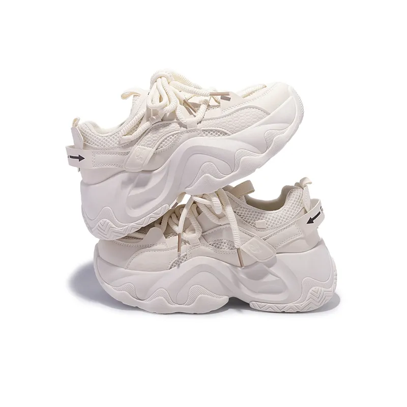SNXR Anti-Slip Wear-Resistant Waterproof And Breathable Low-Top Chunky Sneakers Women's Beige-14
