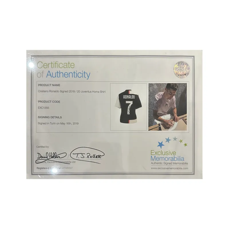 Huayitaojin Juventus Black And White Fan Edition Jersey EM Official Contracted Company Certificate It Is Framed 94x74CM-3