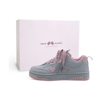 MINGKUANG Street Trend Comic Dimension Anti-Slip Wear-Resistant Low-Top Skateboard Shoes Women's Gray Pink