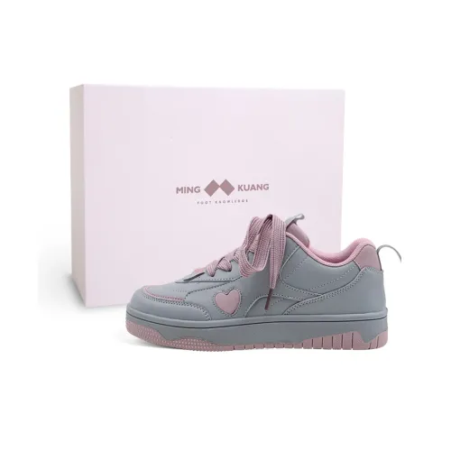 MINGKUANG Street Trend Comic Dimension Anti Slip Wear Resistant Low Top Skateboard Shoes Women's Gray Pink