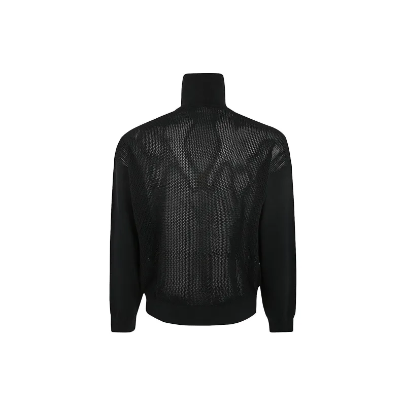 EMPORIO ARMANI High Neck Zipped Knitted Cardigan-1