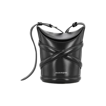 Alexander McQueen THE CURVE BAG Calfskin Handbag Shoulder Bag Crossbody Bag Women's Black