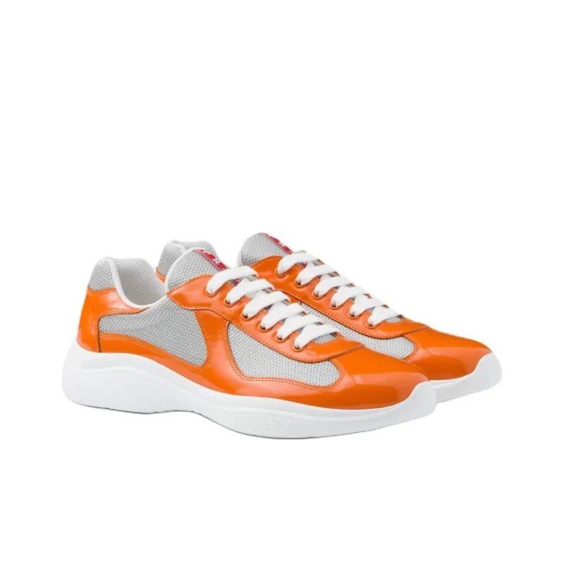 PRADA America's Cup Low-Top Casual Shoes Men's White Orange-2