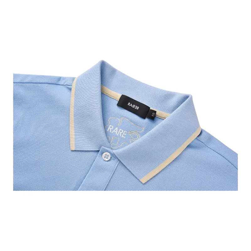 RARE Lapel Short Sleeved Polo Shirt Men's Blue-3