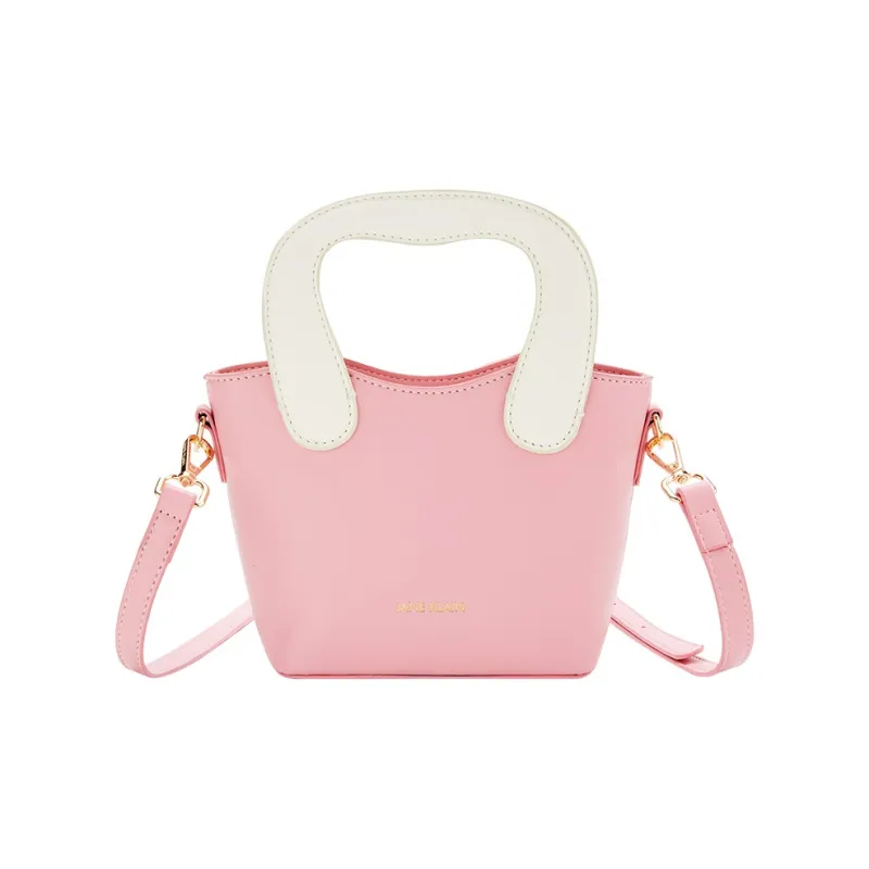 JANE KLAIN PU Basket Bag, Shoulder Bag, Crossbody Bag, Handbag Regular Women's Brown/White/Pink-14