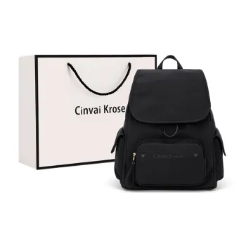 CinvaiKrose Fabric Canvas Backpack For Short Business Trips And Travel Medium Size Women's Burgundy/Ecru/Black