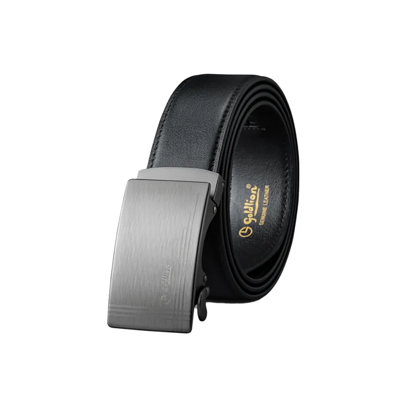 GOLDLION Alloy Leather Belts Men's Black 3.5cm-8